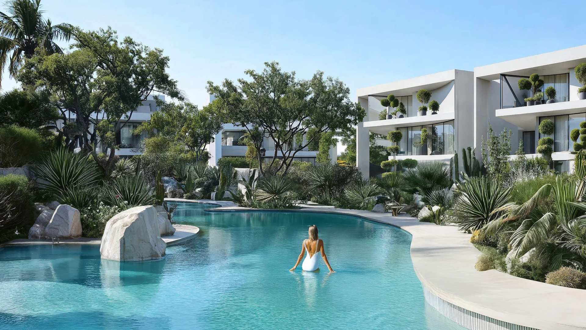 Resort-style lagoon pool