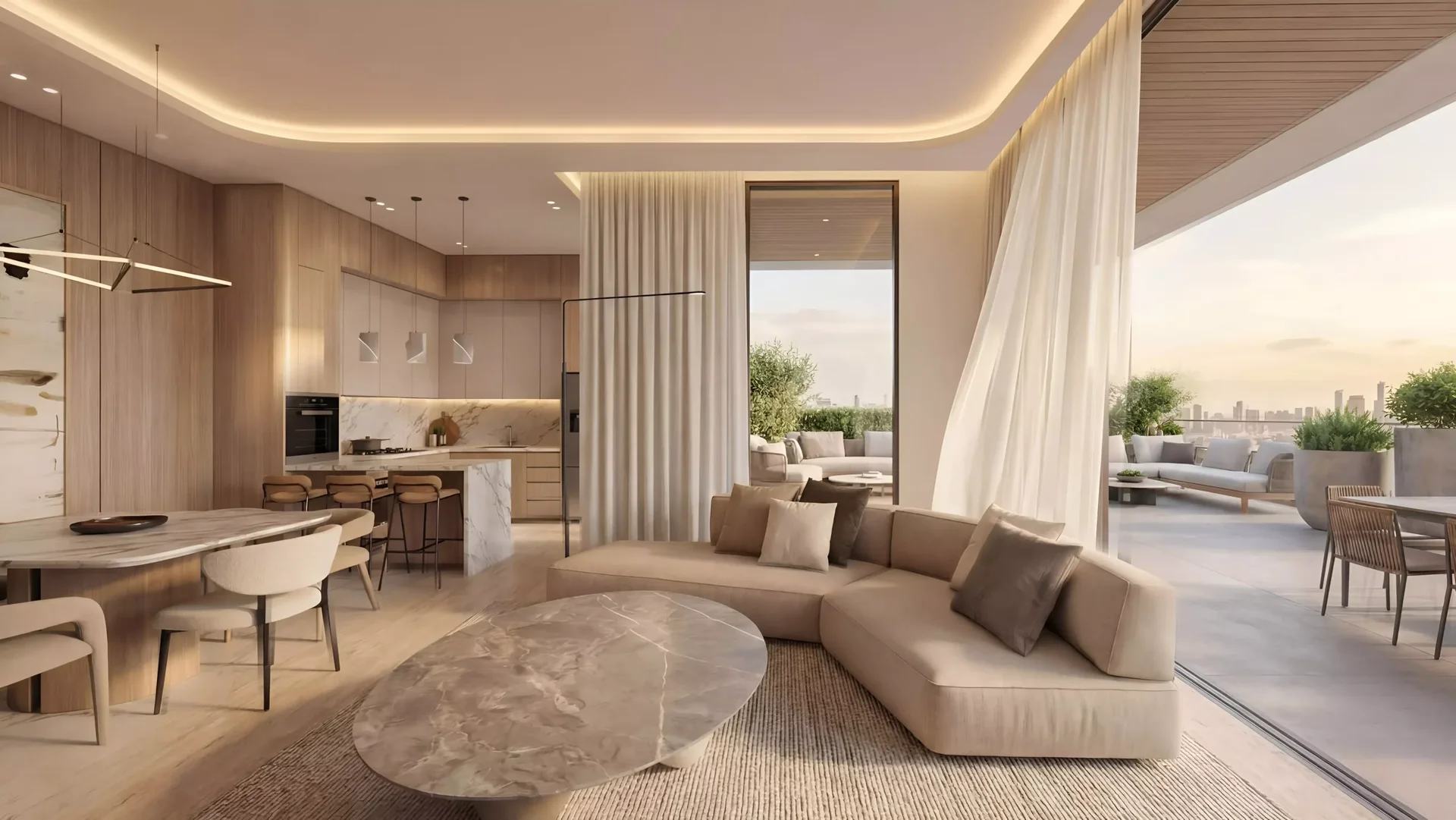 Lounge opening to the terrace