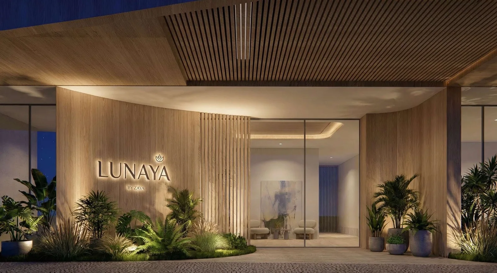 Lobby entrance in warm timber